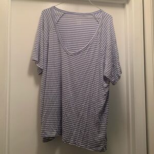 American Eagle Soft & Sexy Light Blue Striped V-Neck